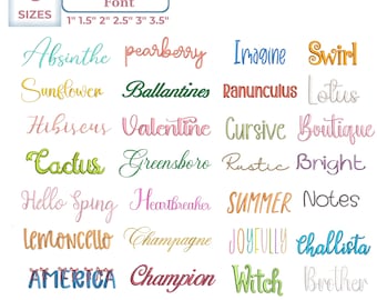Set 28 Embroidery Font Bundles, Satin Stitch Font, monogram font, eagle font, 6 Sizes, 11 Formats + BX Formats