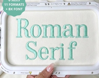 Roman Serif Embroidery Font, Machine Embroidery Design, Monogram BX Font, Alphabet Font for Embroidery, Small Font, 6 Sizes, 11 Formats + BX