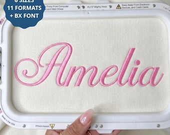 Amelia Font Digital Machine Embroidery, Wedding Font Embroidery, Handwritten Font Embroidery, 6 sizes, 11 Formats + BX font