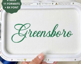 Greensboho Font Digital Machine Embroidery, Wedding Font Embroidery, Handwritten Font Embroidery, 6 sizes, 11 Formats + BX font