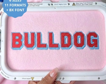 BULLDOG Varsity Shadow Embroidery Font, 3D Block Alphabet, Athletic Game Day, School Mascot & Team Font, 6 Sizes, 11 Formats + BX Font