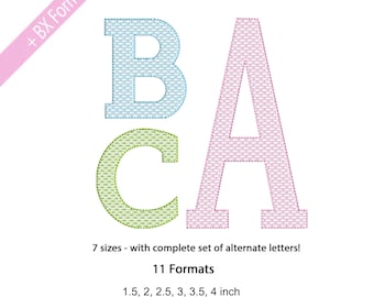 Stacked Monogram Embroidery Font, Sketch Stitch Letter Monogram Alphabet, Machine Embroidery Font 6 Sizes 11 Formats + BX Fonts