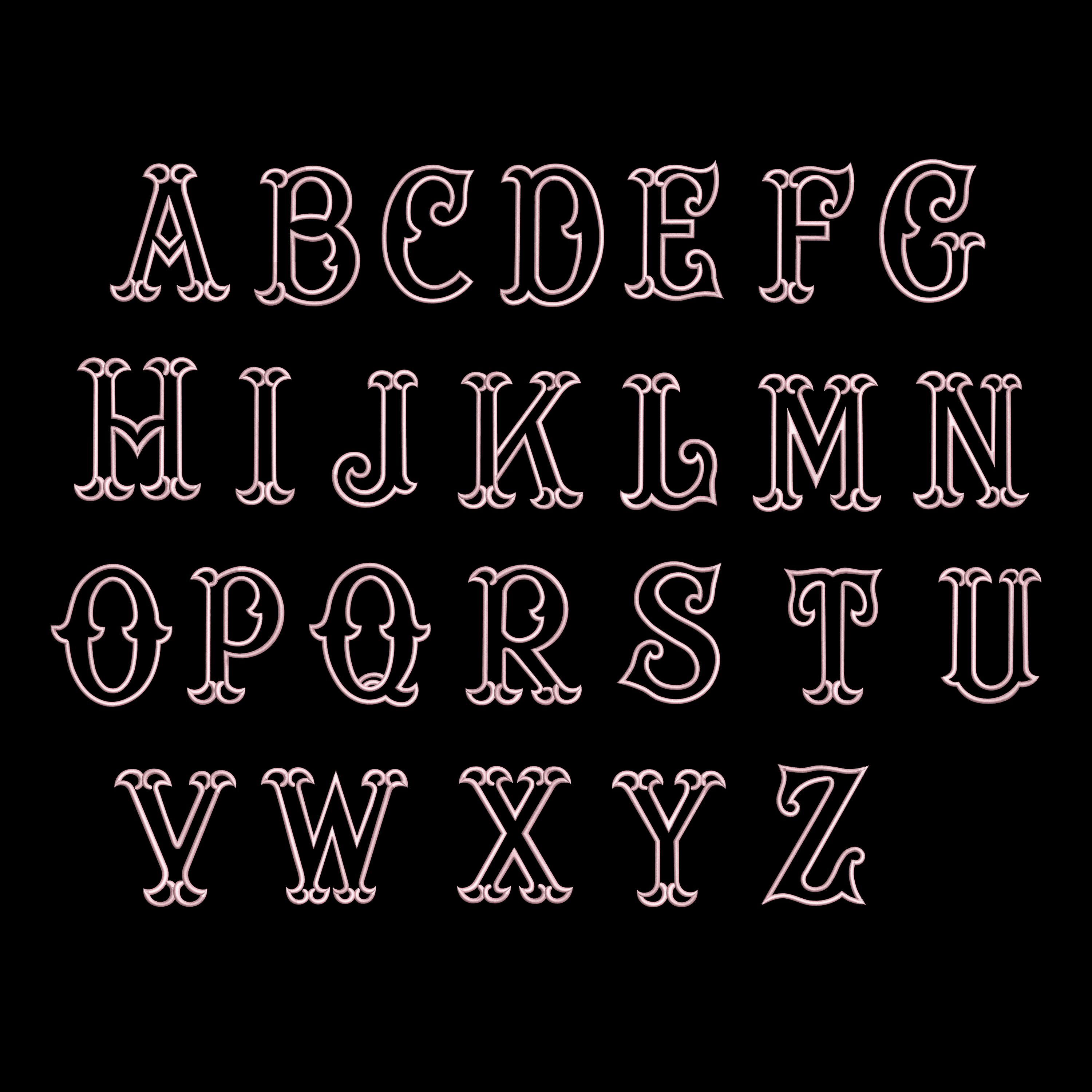 Fishtail Monogram Alphabet Embroidery Font, Applique Vintage Fishtail ...