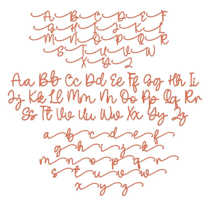 Great Vibes Cursive Script Embroidery Font; Handwritten Embroidery Font ...