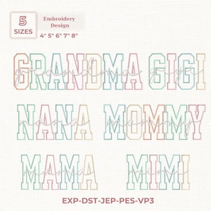 Mama Embroidery Design Bundle, Grandma Applique Embroidery, Mothers Day Embroidery Design, Gift From Daughter Instant Download
