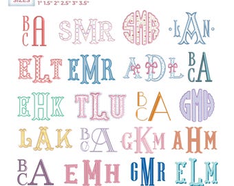 Fishtail Monogram Embroidery Font, Fishtail Monogram Machine Embroidery Font, Modern Classical, 6 Sizes, 11 Formats + BX Format