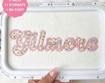 Gilmore Handwritten Applique Embroidery Font, Cursive Script Embroidery Alphabet, Custom Baby Name Sweatshirt, 6 Sizes, 11 Formats + BX Font