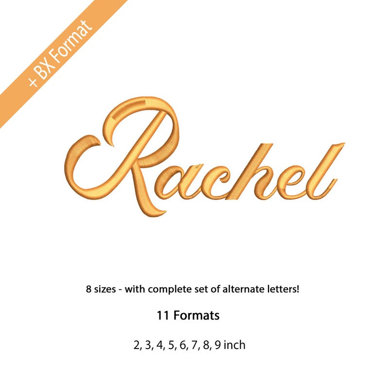 Rachel Lettering Cursive Rachel Handwritten Satin Stitch Embroidery Font, Font for Cricut ...