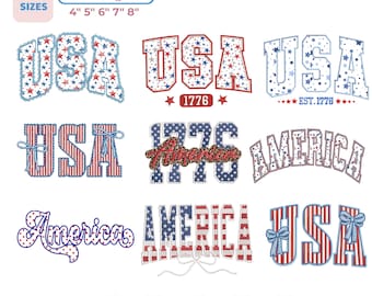 USA 4th of July Applique Embroidery Satin Stich Design, Patriotic Embroidery, America Embroidery Design 5 Sizes, Instant Download