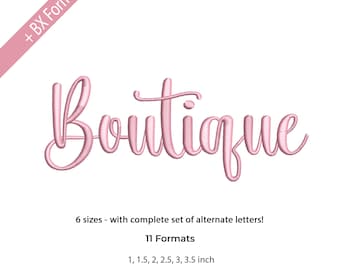 Font da ricamo Boutique, font da ricamo scritto a mano, font da ricamo corsivo, 6 dimensioni, 11 formati + font BX, download immediato