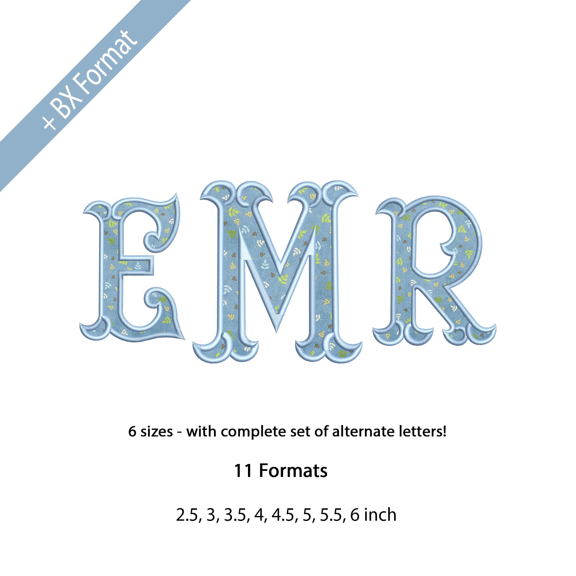 Fishtail Monogram Alphabet Embroidery Font, Applique Vintage Fishtail ...