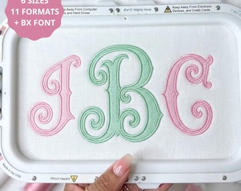 Fishtail Sketch Embroidery Font, Vintage Monogram Machine Embroidery Alphabet, Southern Napkin Sweatshirt, Multi Size, PES DST BX Font