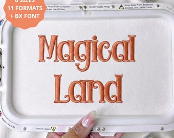 Magical Land Embroidery Font, Whimsical, Fun Letters - Cute Kids, Kindergarten Machine Embroidery Alphabet, 6 Sizes, 11 Formats + BX font