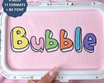 Bubble Embroidery Font, 3D Retro Groovy Puffy Machine Embroidery Alphabet,Kids Name Sweatshirt,Upper Lowercase,6 Sizes, 11 Formats + BX Font