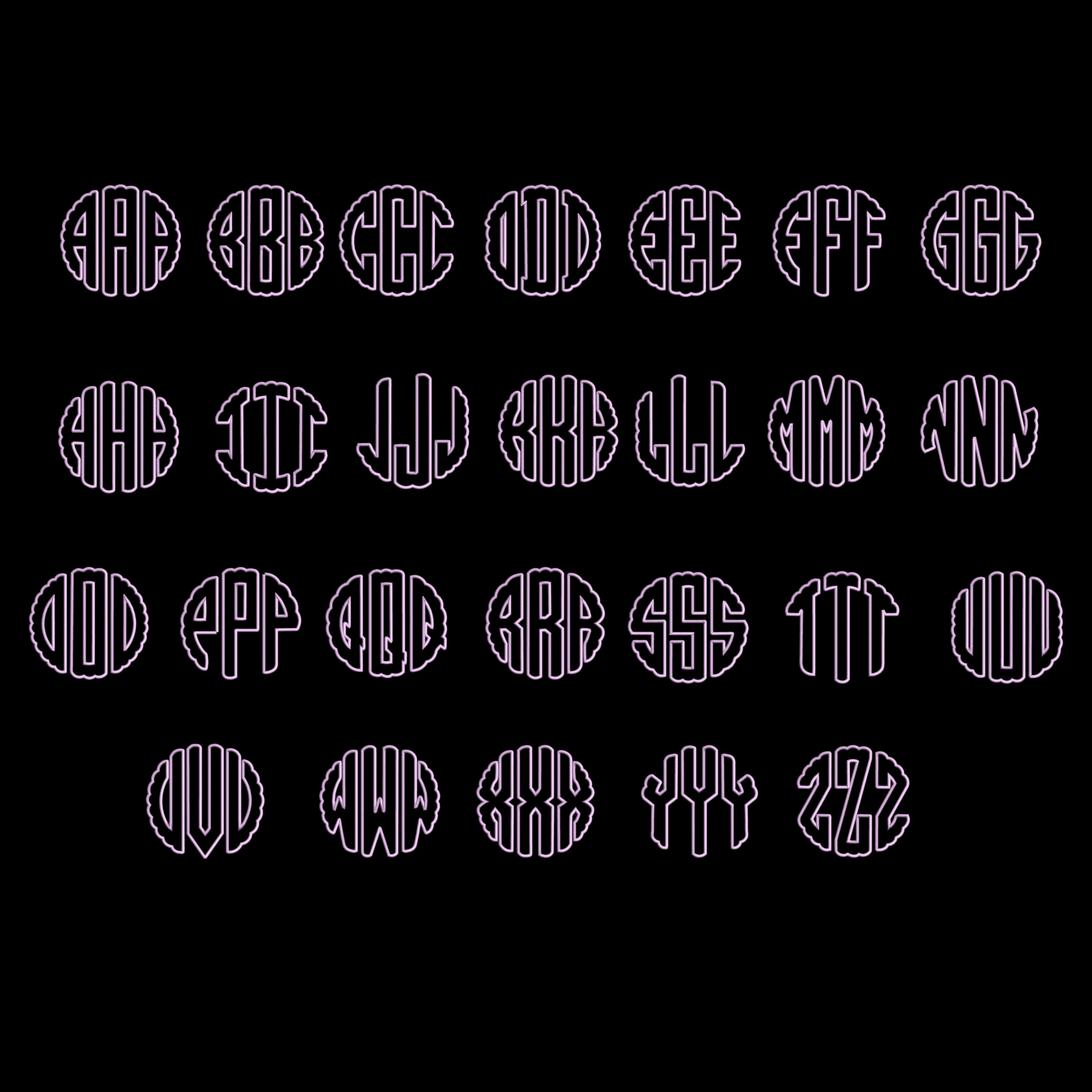 Fishtail Monogram Embroidery Font, Fishtail Monogram Machine Embroidery ...