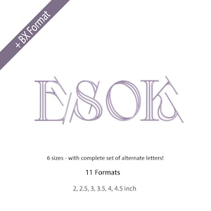 ESOK Embroidery Alphabet Designs, Luxury Interlined Monogram for Embroidery Machine, Elegant Line Art Font 6 Sizes, 11 Formats + BX Font