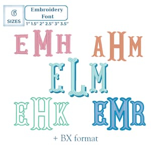 Zestaw czcionek do haftu monogramowego „rybi ogon” – 5 czcionek do haftu maszynowego, 6 rozmiarów, 11 formatów + czcionka BX