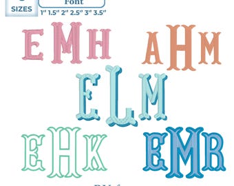 Fishtail Embroidery Monogram Font Bundle - 5 Machine Embroidery Monogram Fonts, 6 sizes, 11 Formats + BX font