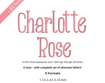Charlotte Rose Embroidery Font, Elegant Vintage Alphabet, Rustic Country BX Embroidery Font, Native BX for Boys and Girls