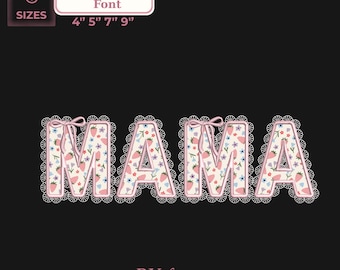 Mama Lace Bow Applique Embroidery Design, Mama Coquette Bow Embroidery, Mama Embroidery File, Mother's Day Design, Pes Vp3 Dst Jef Exp