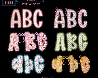 Lacey Applique Embroidery Font Bundles: Faux Lace BX Font Bundles, Lace Alphabet Bundles Embroidery, Size 2 to 6, 11 Formats +BX format