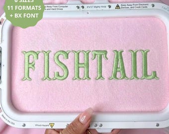 Fishtail Satin Alphabet Font, Machine Embroidery Design, Fishtail Embroidery, Fishtail Monogram Embroidery, 6 sizes, 11 formats+ BX font