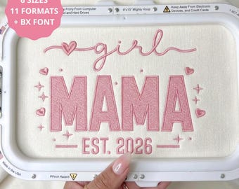 Mama Embroidery Design, Coquette Mama Applique, Script Mama with Heart, Est 2026 Mom Shirt Design, Trendy Motherhood Embroidery File