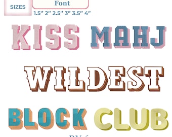 Bundles Shadow font machine embroidery design, Shadowed monogram colorful embroidery font sport block Font, 6 Sizes, 11 Formats + BX Font