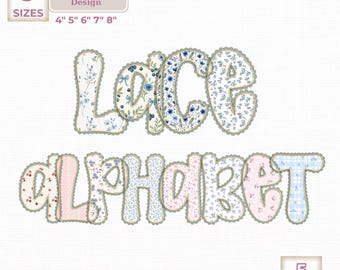 Lace Alphabet Embroidery Design, Machine Embroidery Design File, Lace Embroidery - 5 Sizes (Digital Download)