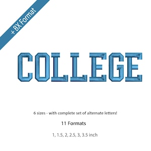 College embroidery Font, Mini Varsity Embroidery Designs, Machine Embroidery Design - Punctuations and numbers, BX font - Instant Download