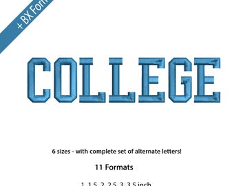College embroidery Font, Mini Varsity Embroidery Designs, Machine Embroidery Design - Punctuations and numbers, BX font - Instant Download