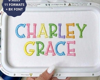 Charley Grace Two Color Machine Embroidery Font, 6 sizes, Instant Download BX Font | PES + 9 Other Formats For Embroidery, Kids Playful Font