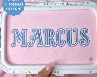 Marcus Two Color Monogram Embroidery Font, Vintage Carousel Machine Embroidery Alphabet, Heirloom Napkin Sweatshirt, 6 Sizes + BX Format