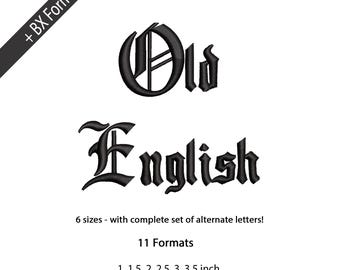 Old English Embroidery Font, Monogram Gothic Script Letters, Blackletter Font Embroidery, England Alphabet Machine Embroidery Design
