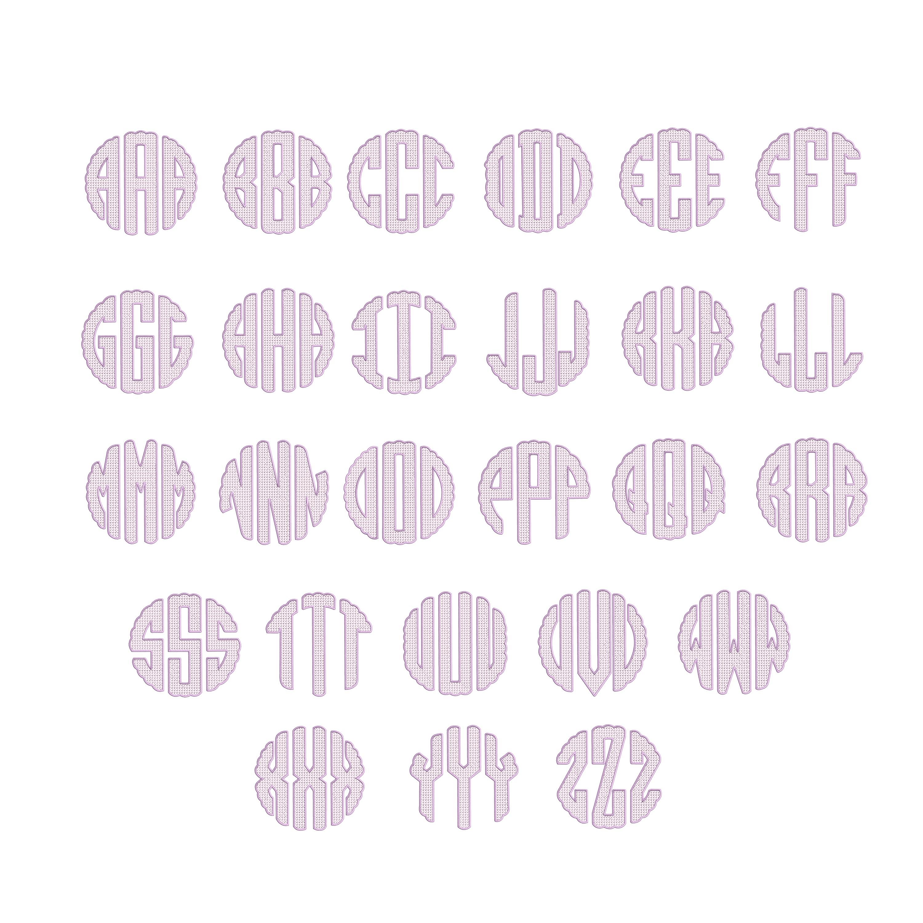 Fishtail Monogram Embroidery Font, Fishtail Monogram Machine Embroidery ...