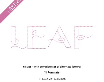 Sunflower Machine Embroidery Font, Elegance Modern Letters - Beautiful Machine Embroidery Alphabet, 6 sizes, 11 Formats + BX font