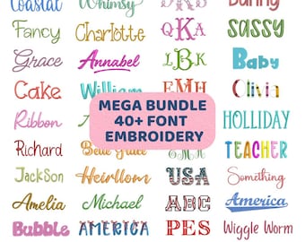 40 Machine Embroidery Fonts Mega Bundle,Script & Serif Embroidery,Applique Monogram Alphabet, Instant Download BX Font,PES + 9 Other Formats
