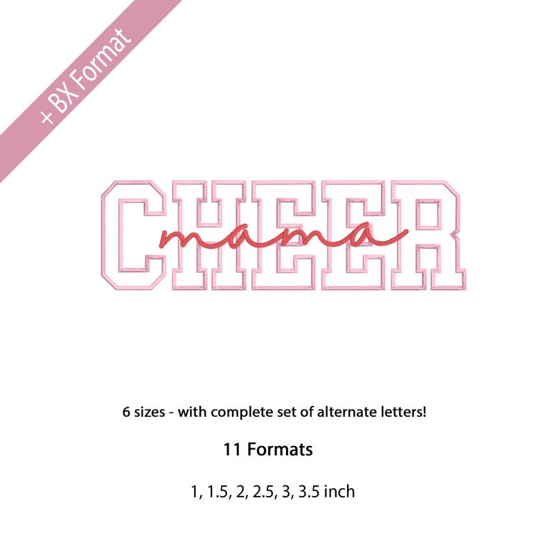 Cheer Mama Duo Font Embroidery Designs, BX Monogram, Cursive Letters ...