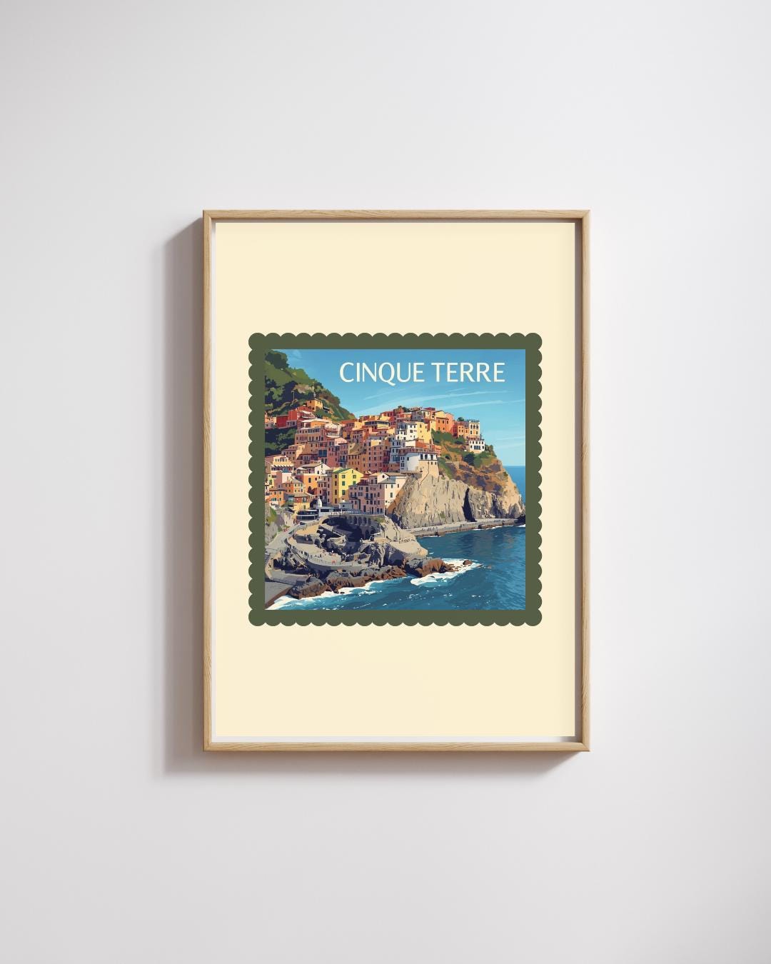 Cinque Terre Print | Stamp Style | Vintage Wall Art | Travel Decor ...