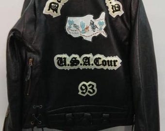 Avirex USA 1993 Daytona Moto Leather Jacket, Ride Style Outerwear, Road Trip Fashion Jacket