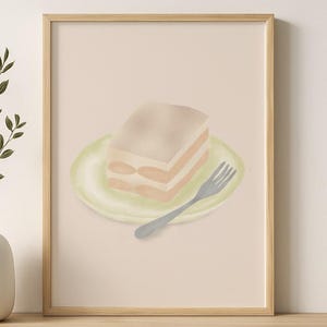 Tiramisu Print | Modern Pastel Dessert Kitchen Decor (Digital Download)