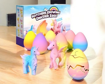 Unicorn Hatching Rainbow Eggs for Kids, Water Grow Unicorn Toys 6 Pack, Surprise Craft Activity, Easter Basket Stuffers, Gifts for Ages 3–8