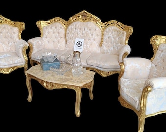 Salotto barocco completo  in legno scolpito e dorato
