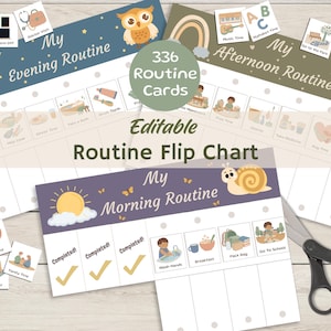 Editable Daily Routine Flip Chart, Printable Kids Chore Chart, Toddler Visual Checklist with Routine Labels, Autistic Kids Planner, To Do