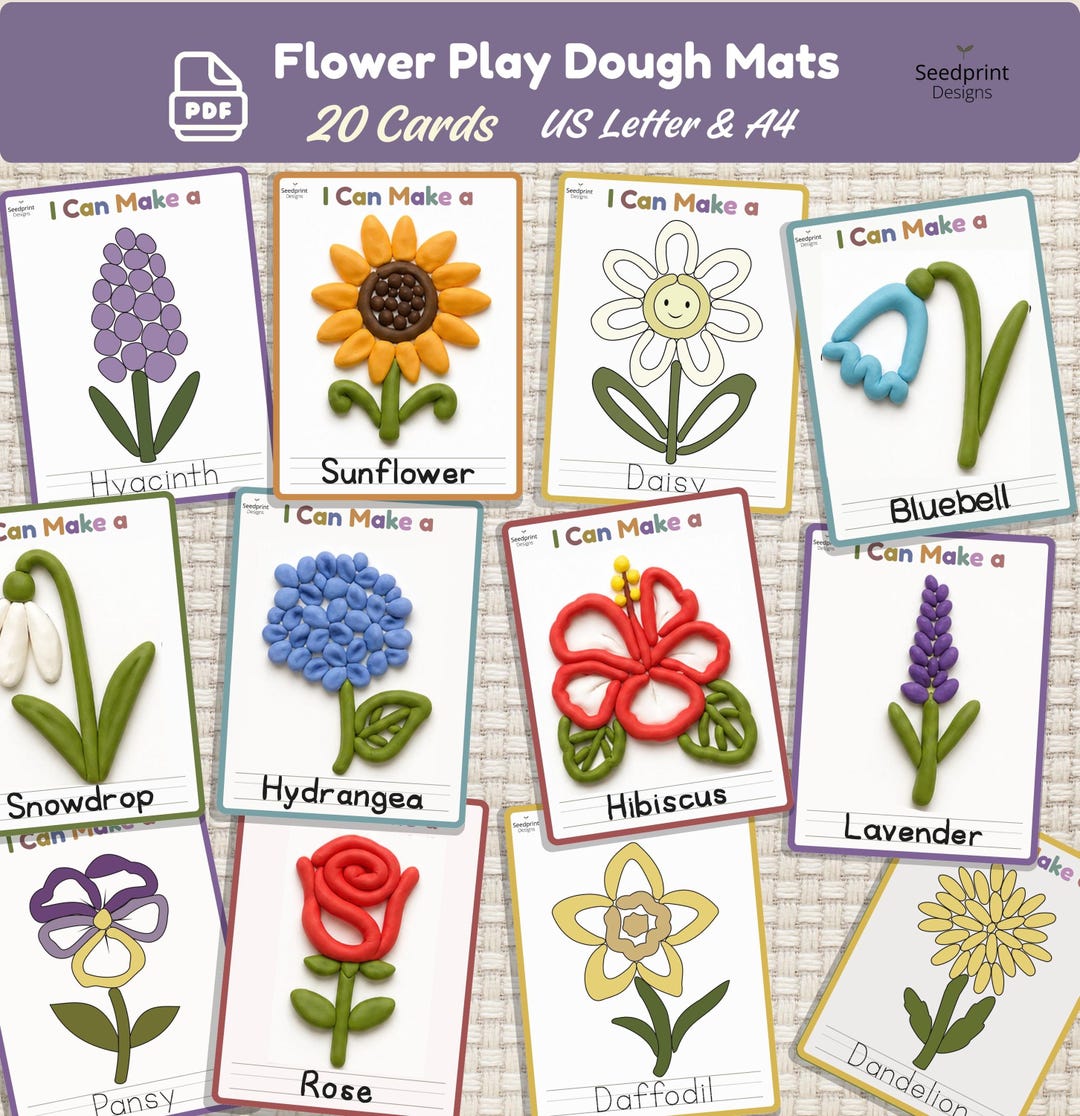 Flowers Play Dough Mats Printable PDF Fine Motor Activity for Kids ...