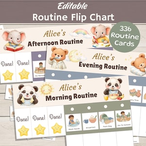 Planificador de tareas infantiles imprimible en PDF, tabla de rutinas diarias para niños pequeños, horario interactivo visual Montessori, tablas de recompensas para niños.