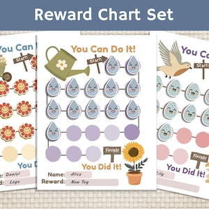 Tabella dei premi primaverili stampabile per bambini, tema floreale, tabella del comportamento per bambini piccoli, motivazione per la scuola materna, routine, tabella delle faccende domestiche per l'addestramento al vasino