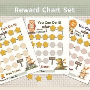 Kids ADHD Reward Chart Set, Toddler Behavior Chart Printable, Motivation Star Chart, Potty Training Chore Chart, Student Goal Sticker Chart