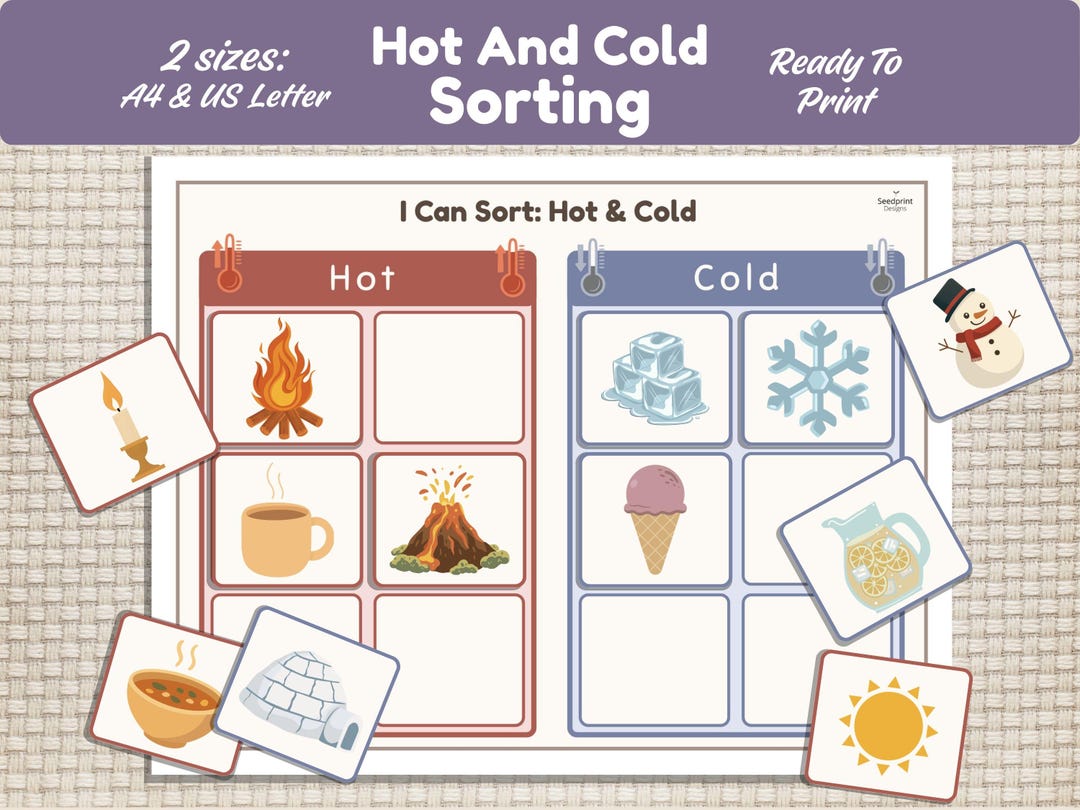 Hot and Cold Sorting Activity for Kids Printable PDF Montessori ...