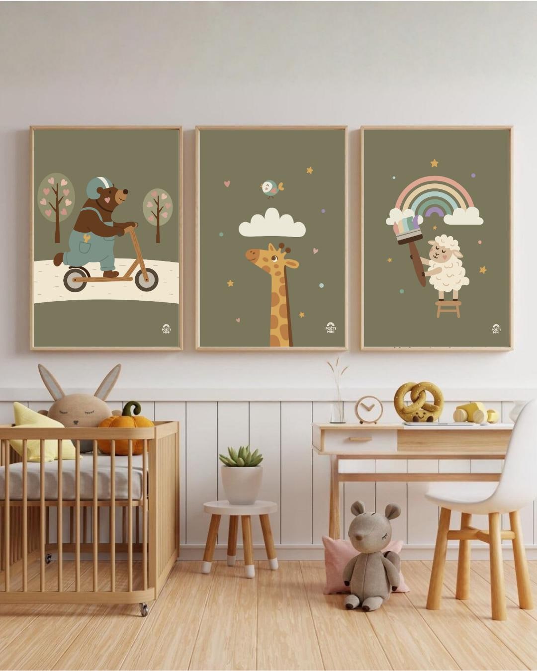 Children's Bedroom Poster - Animal Poster - Set of 3 Posters / SWEET